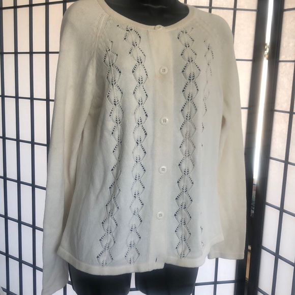 Button down Cream colored knit sweater. - Picture 1 of 3